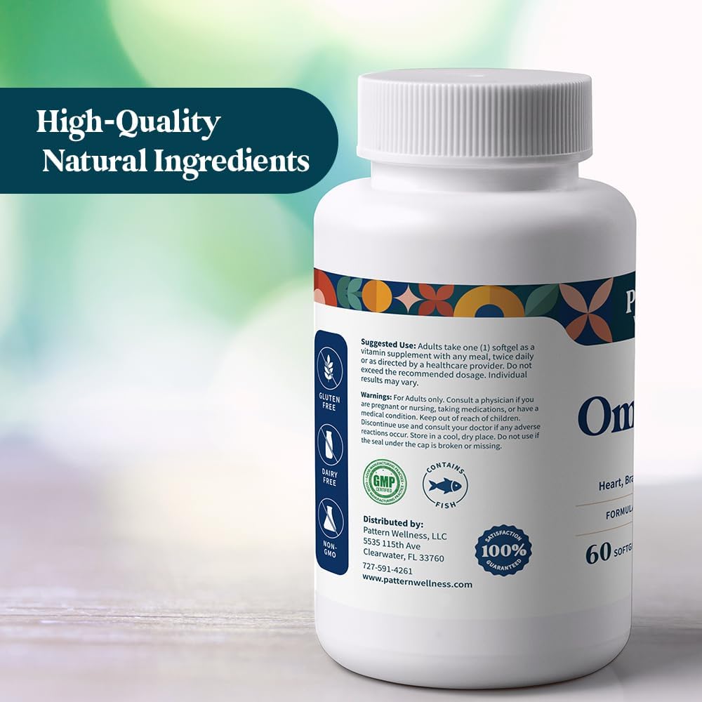 Pure Fish Oil Softgels for Brain, Heart, and Joint Support - Omega 3 Formula - Non-GMO, Dairy-Free, Gluten-Free - Lab Tested