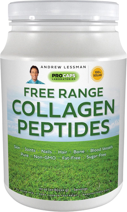 Pure Free Range Collagen Peptides Powder - 60 Servings, Super Soluble, Unflavored, No Additives - Supports Skin & Joint Health, Sugar-Free
