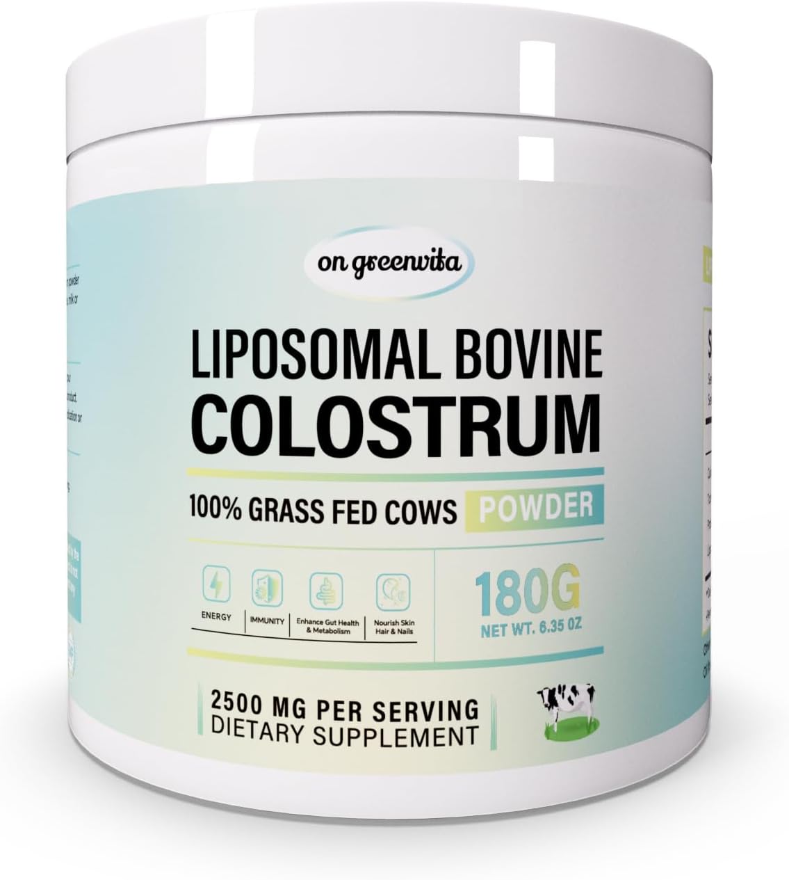 Pure Grass-Fed Liposomal Bovine Colostrum Powder - 72 Servings, 180g - Gut & Immune Support, Hair Growth - Human Supplement