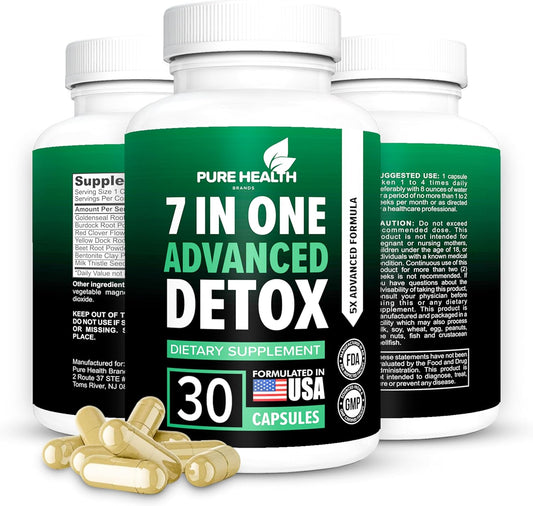 Pure Health Brands 7-in-1 Advanced Formula - Full Body Cleanse & Liver Repair - Natural Detox Support (30 Capsules)