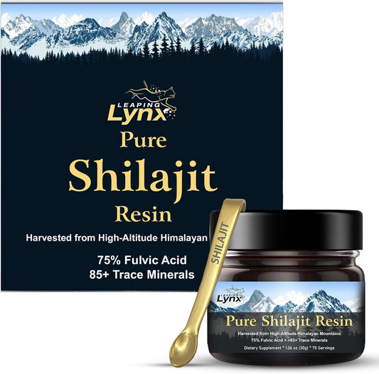 Pure Himalayan Organic Leaping Lynx Shilajit Resin [1,000 mg] ||Gold Grade|| for Men & Women - Lab Purified with Max Potency Fulvic Acid & Trace Minerals for Energy & Immune Boost