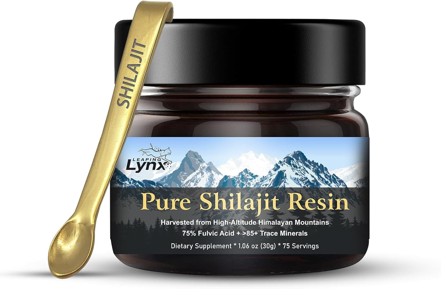 Pure Himalayan Organic Leaping Lynx Shilajit Resin [1,000 mg] ||Gold Grade|| for Men & Women - Lab Purified with Max Potency Fulvic Acid & Trace Minerals for Energy & Immune Boost