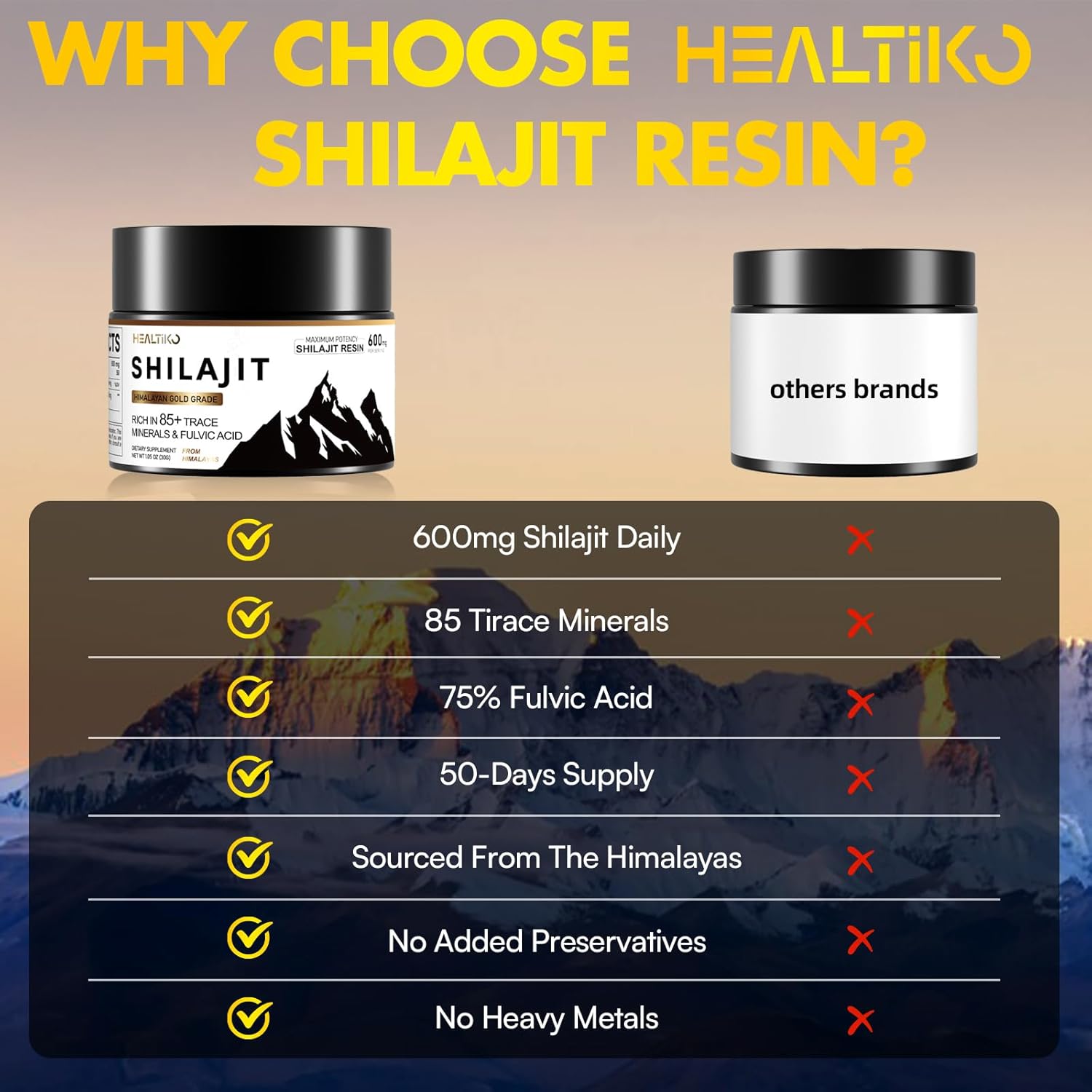 Pure Himalayan Organic Shilajit Resin - 600mg Gold Grade Potency for Men & Women - 85+ Trace Minerals & Fulvic Acid - Boost Stamina, Immunity & Strength - 50 Servings (30g)