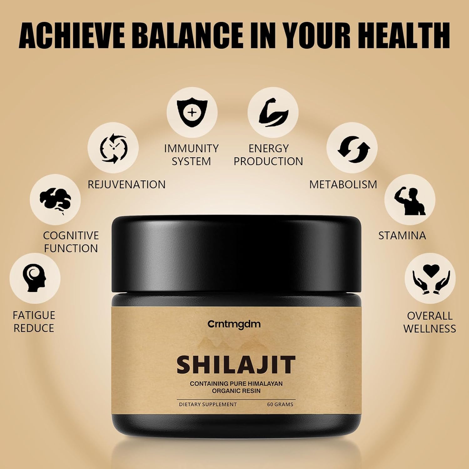 Pure Himalayan Organic Shilajit Resin Gel - 60g with 85+ Humic Acid & Trace Minerals - Premium Energy and Immune Support Enhancer for Men & Women