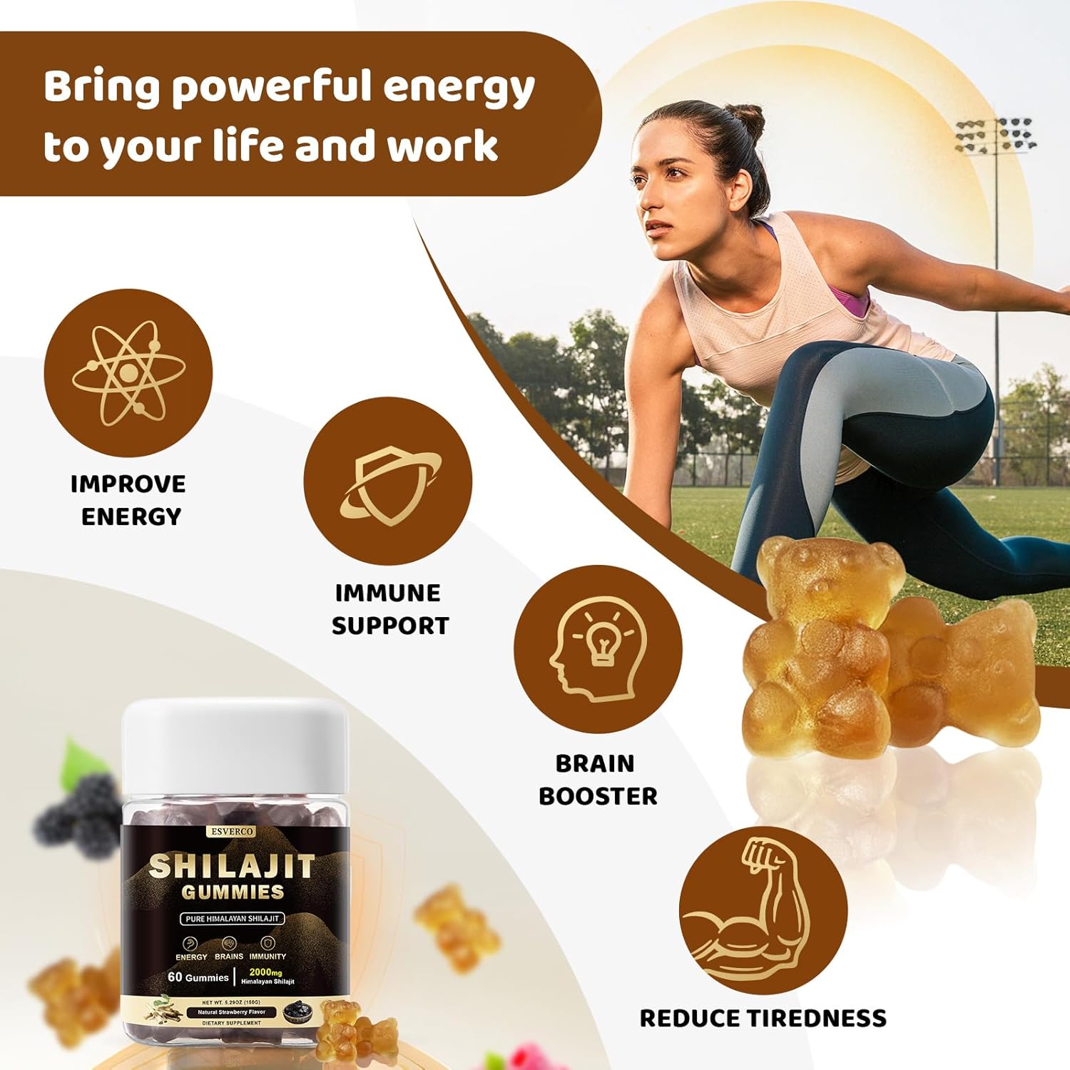 Pure Himalayan Shilajit Gummies - Lab Tested Trace Minerals Supplement for Men & Women - Non-GMO, Natural Flavor - 60 Count