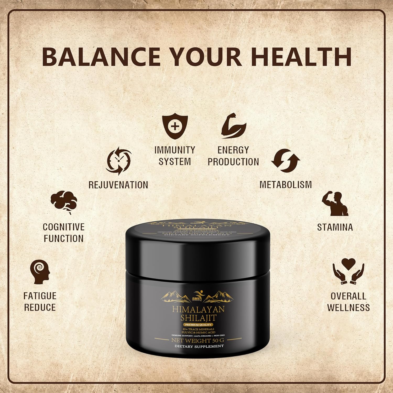 Pure Himalayan Shilajit Resin - Gold Grade 100% Pure Shilajit with Fulvic Acid & 85+ Trace Minerals for Energy & Immune Support