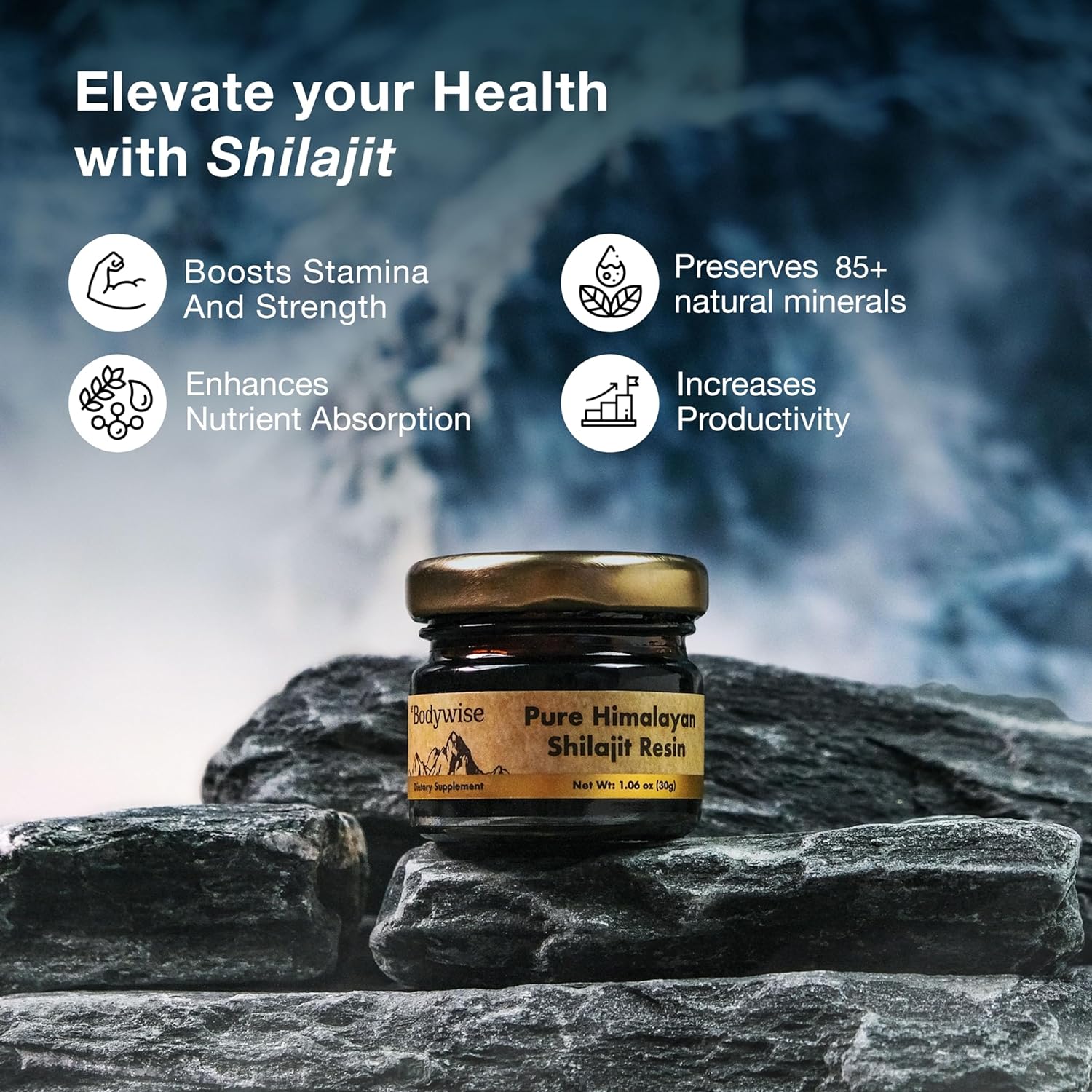 Pure Himalayan Shilajit Resin 600mg | 75%+ Fulvic Acid, 85+ Trace Minerals | Lab Tested, Heavy Metal Free | Organic Men & Women Supplement 30g