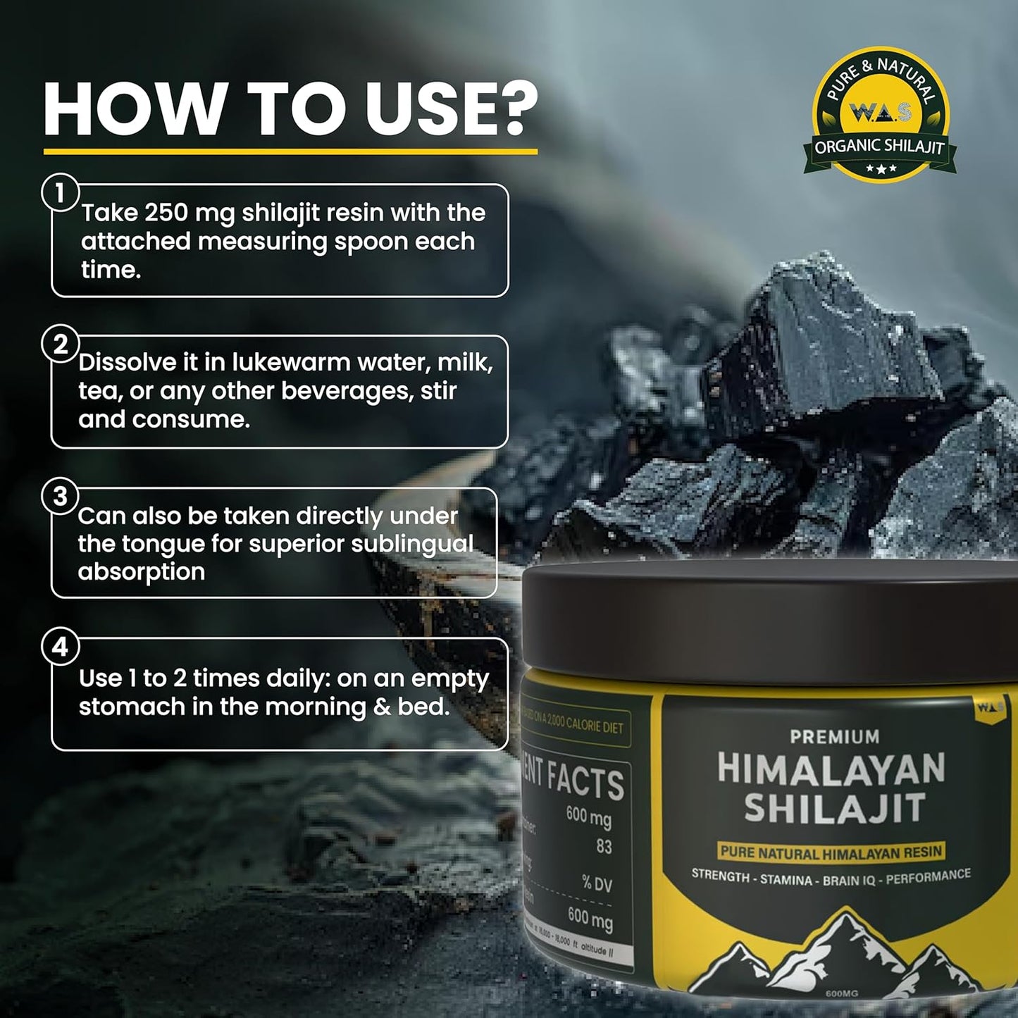 Pure Himalayan Shilajit Resin: High Potency for Men & Women - Organic Energy & Immune Booster with 85+ Trace Minerals