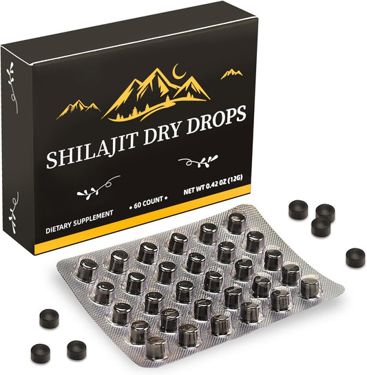 Pure Himalayan Shilajit Tablets | Natural Resin Drops | Immune Support & Energy Boost | 85+ Minerals & Fulvic Acid | 60 Tablets