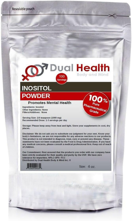 Pure Inositol Powder Supplement for Body & Mind Health - 4 oz (1000mg per Serving) - Vitamin B8 Antioxidants - Bulk Dietary Supplement