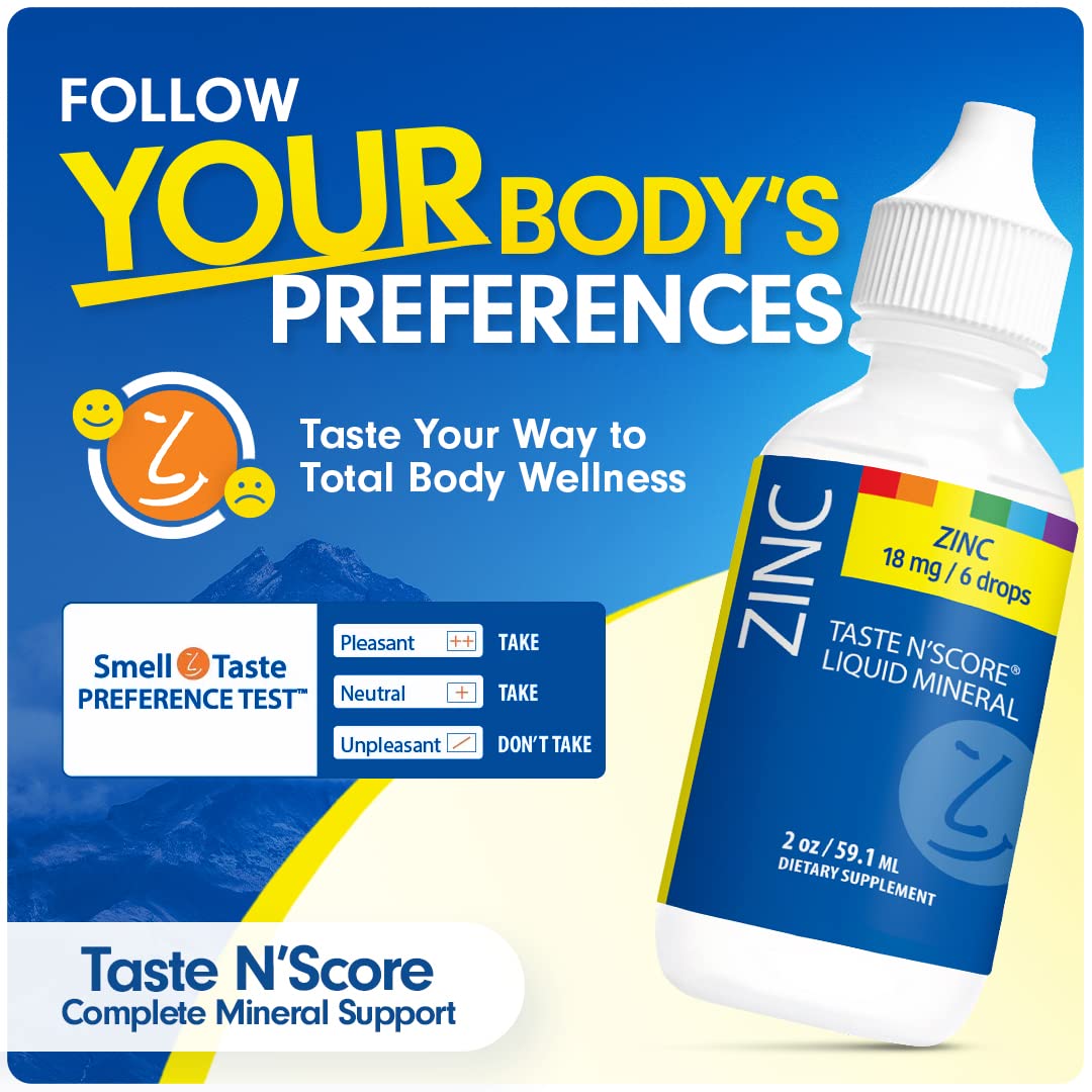 Pure Ionic Zinc Liquid Mineral Supplement - 18mg, 118 Servings - Taste N' Score Technology
