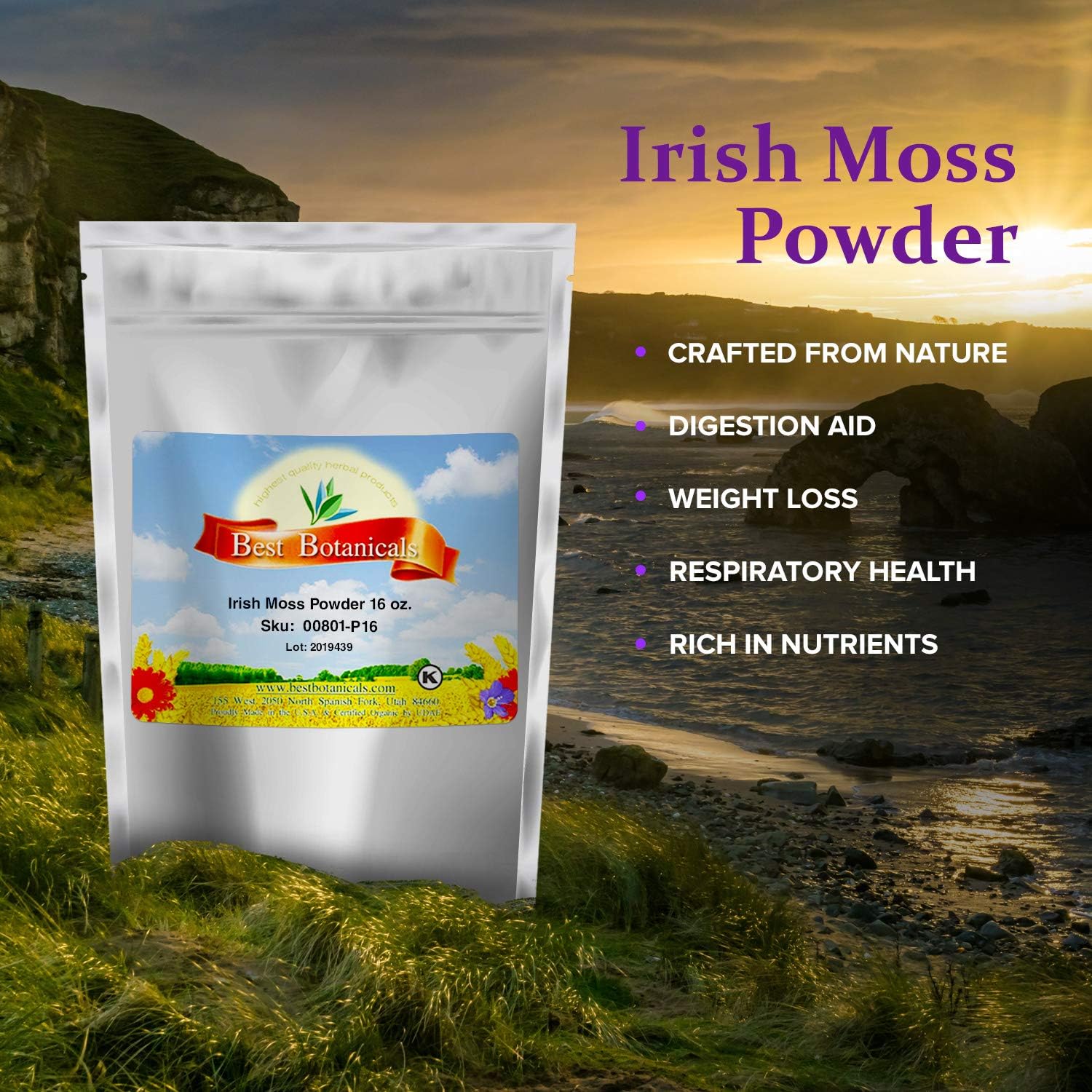 Pure Irish Moss Powder - 16 oz - Top Quality Botanicals