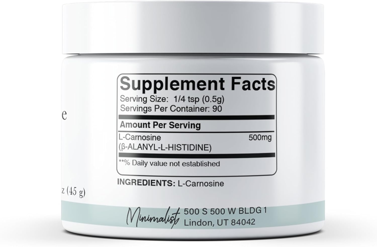 Pure L-Carnosine Powder (1.6 oz) - Additive-Free Dietary Supplement