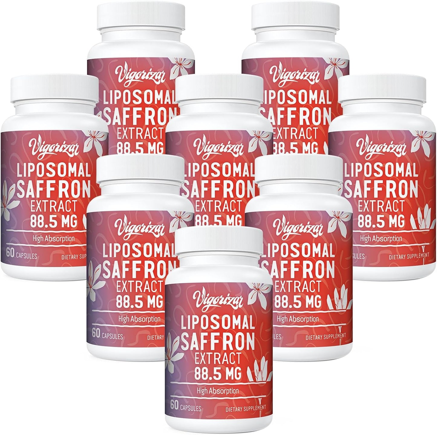 Pure Liposomal Saffron Extract Supplements - High Bioavailability, 88.5 mg - 480 Veggie Capsules - USA Made