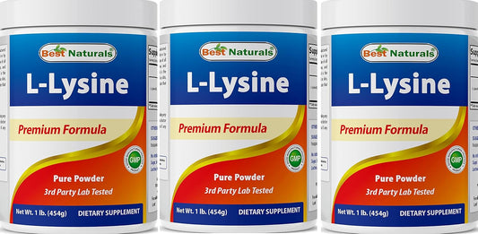 Pure Lysine Powder - Best Naturals, 3 Pounds Total - 100% Natural and Pure