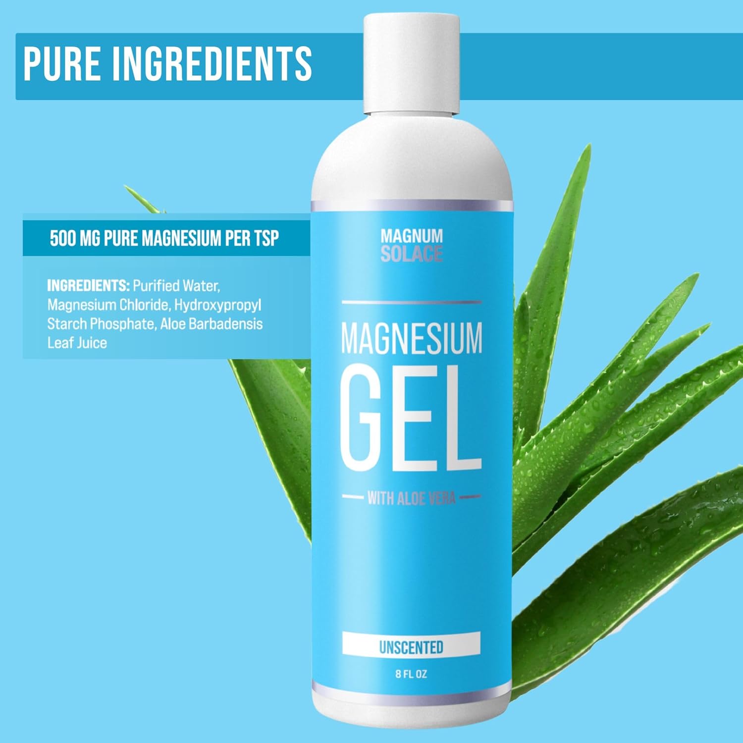 Pure Magnesium Chloride Gel with Aloe Vera - Unscented Muscle Relief Massage Gel