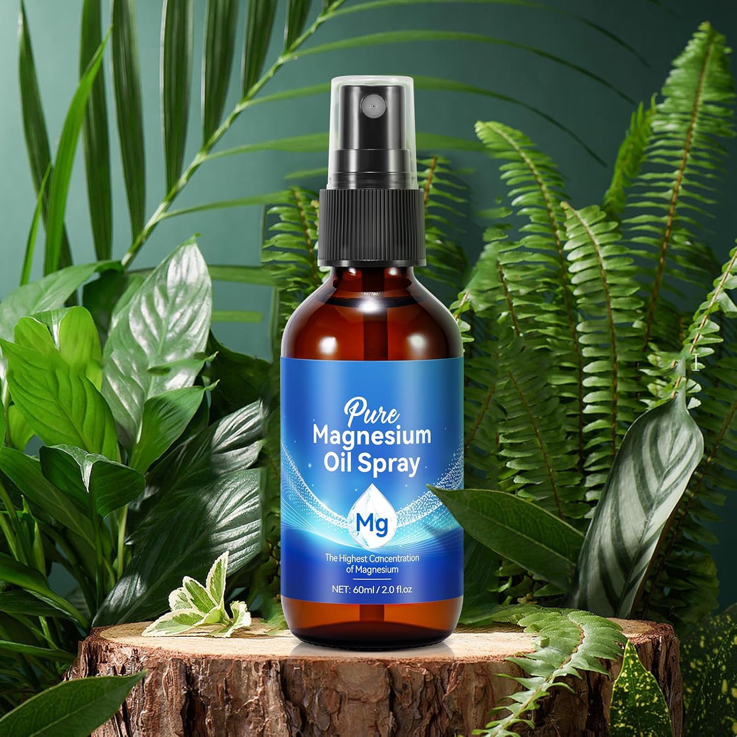 Pure Magnesium Chloride Oil Spray for Feet - 2 Oz Glass Bottle