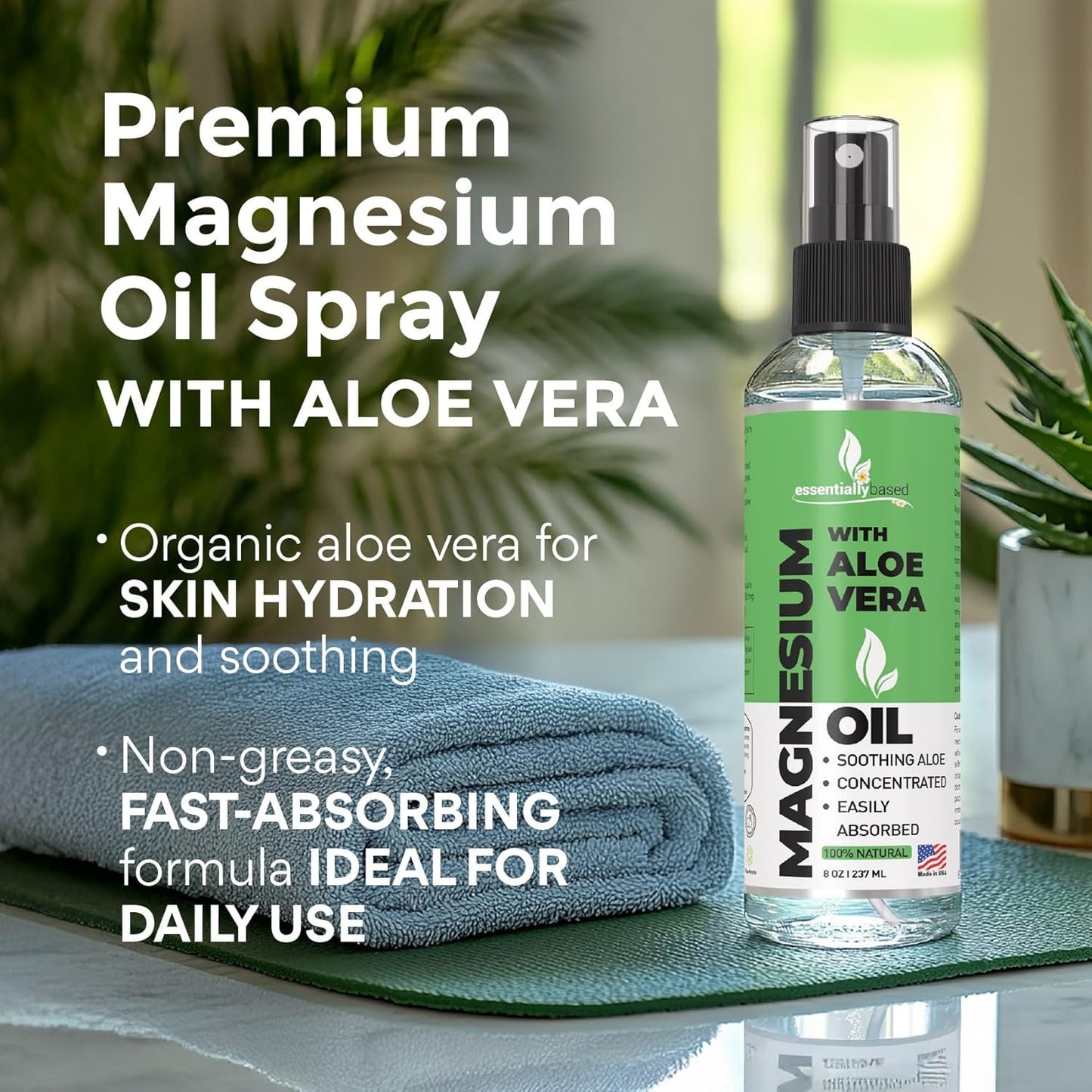 Pure Magnesium Oil Spray Infused with Aloe Vera for Enhanced Benefits