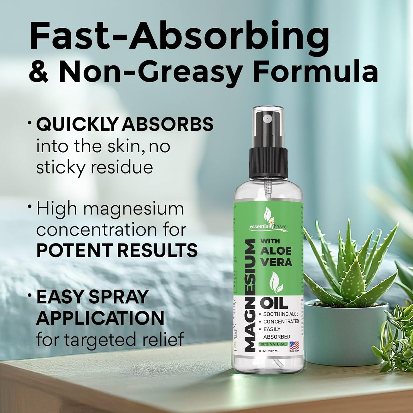Pure Magnesium Oil Spray Infused with Aloe Vera for Enhanced Benefits