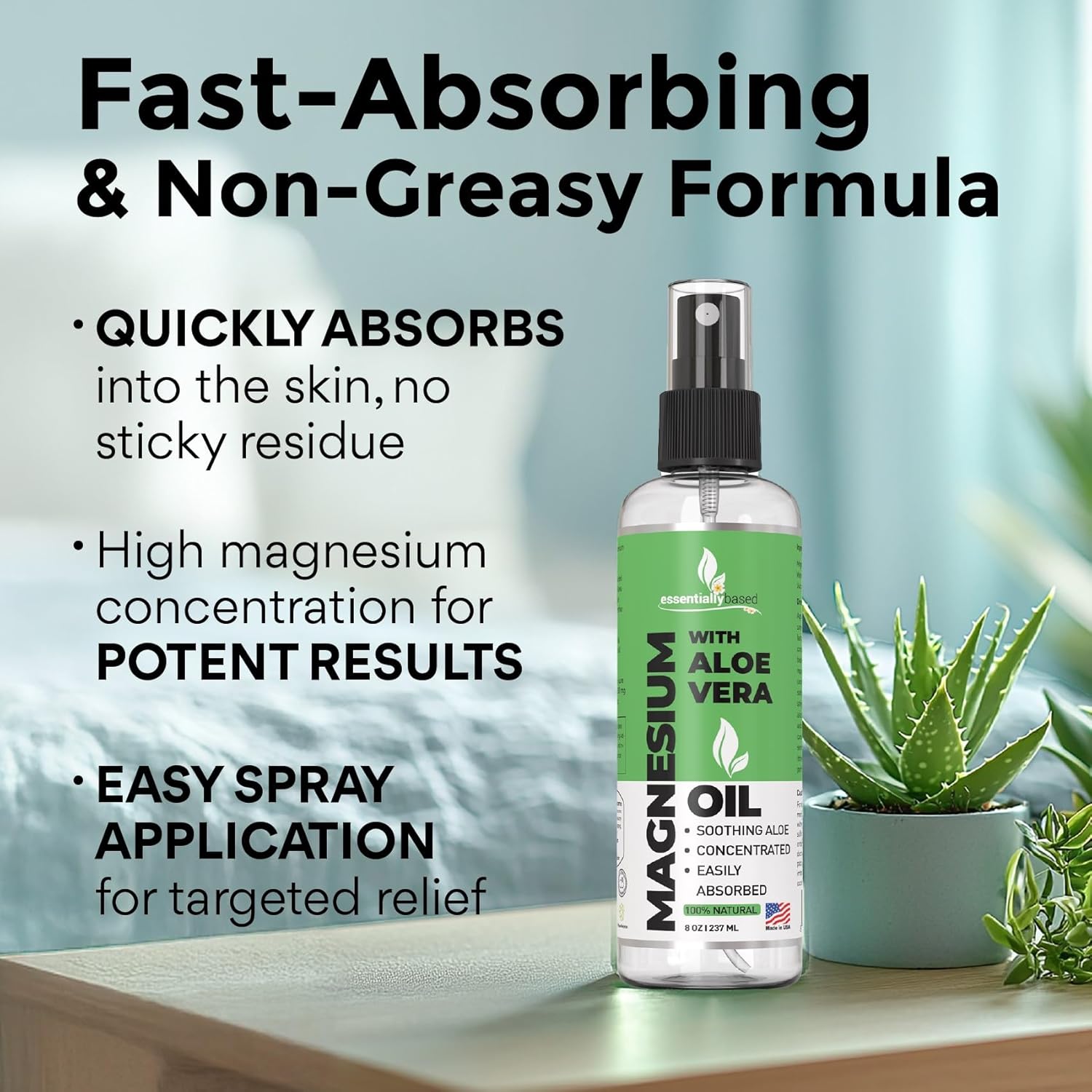 Pure Magnesium Oil Spray Infused with Aloe Vera for Enhanced Benefits
