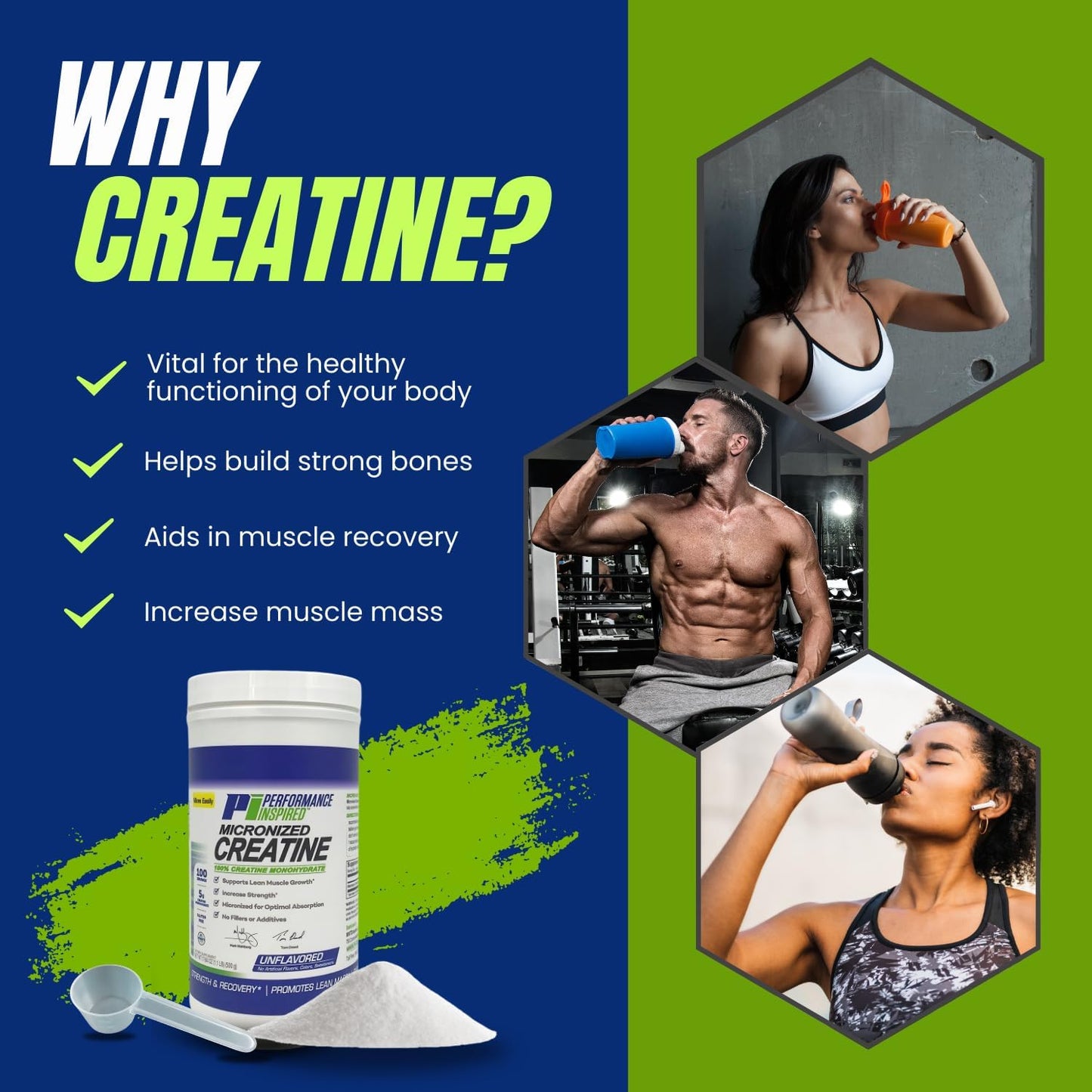 Pure Micronized Creatine Monohydrate for Muscle Growth & Recovery - 1.1 lb