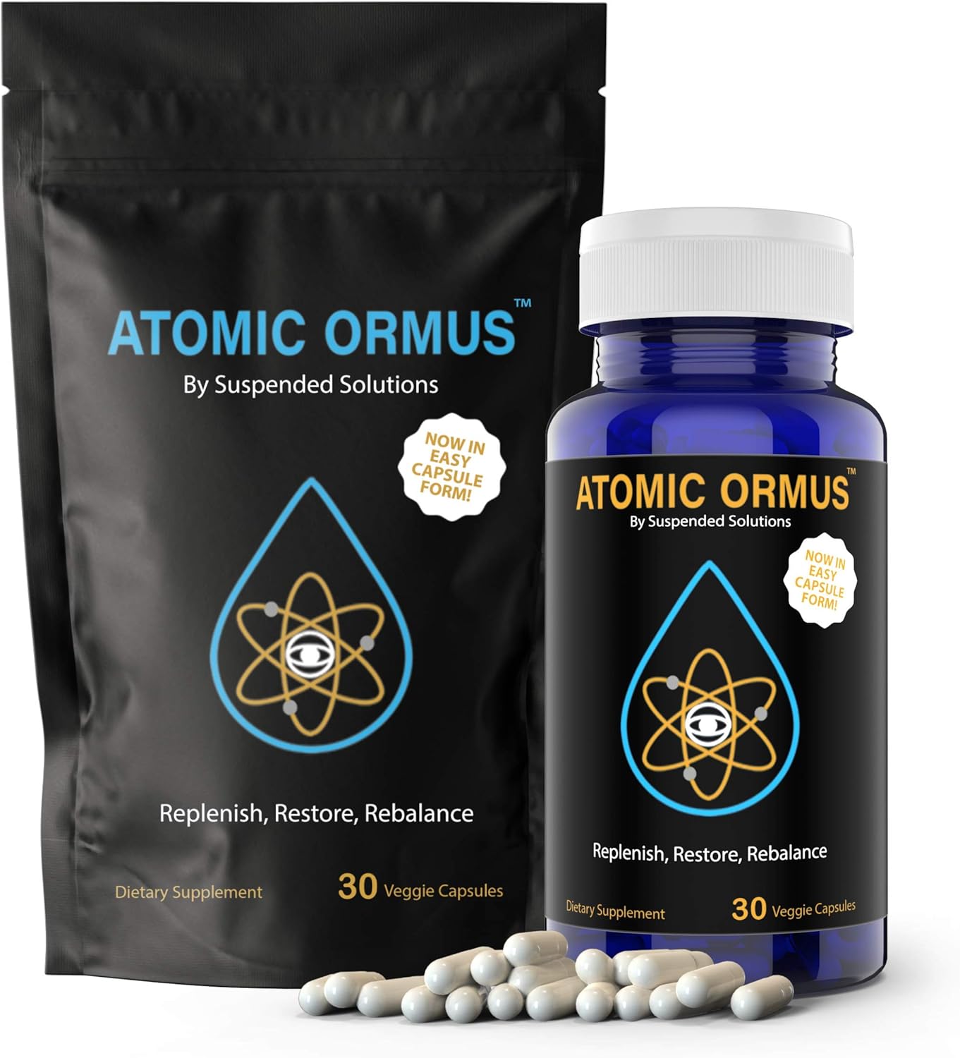 Pure Monatomic Gold ORMUS Capsules - 100% Vegan and Organic Powder - Suspended Solutions - 30 Capsules