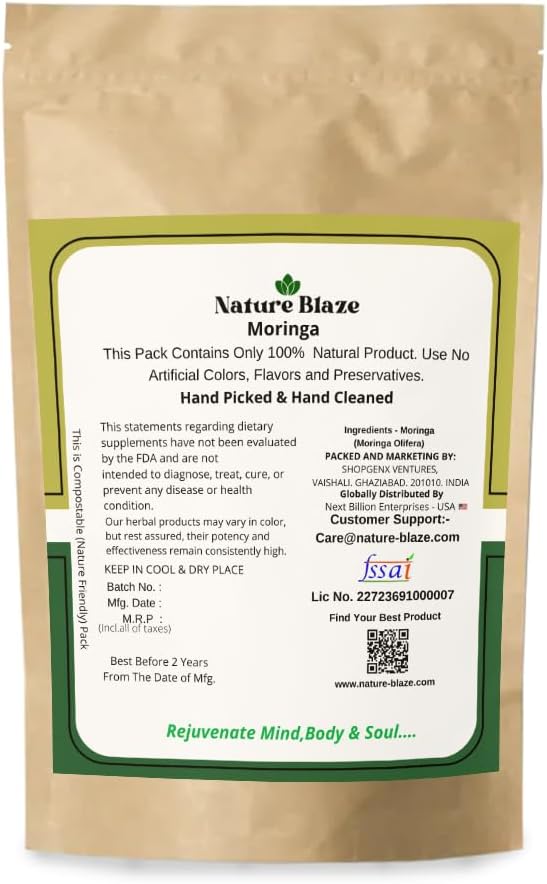 Pure Moringa Leaf Powder - Gluten Free, Additive-Free (100g / 3.5oz)