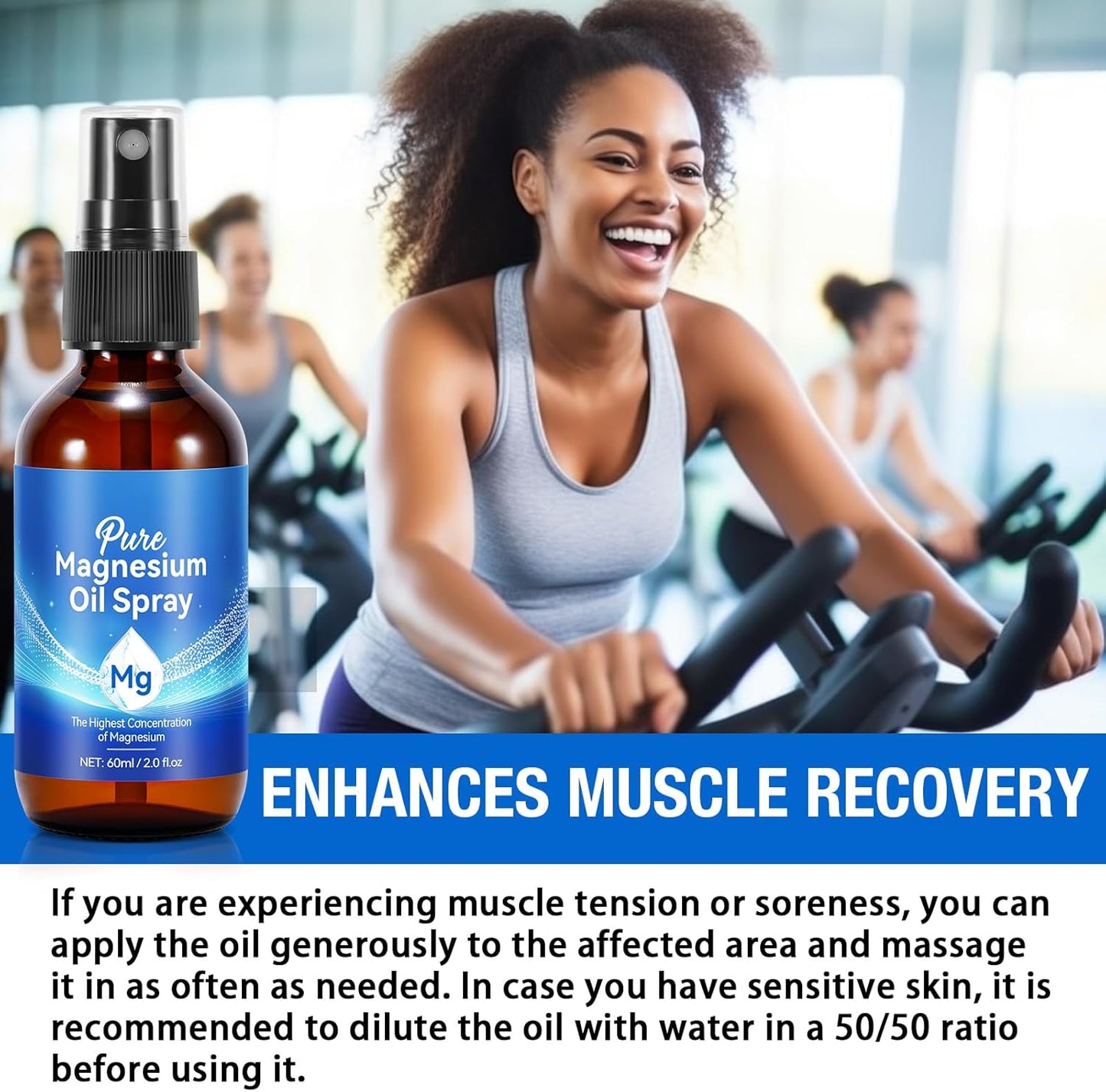 Pure Natural Magnesium Oil Spray 2 Fl Oz - Topical Spray for Feet, Body, Sleep, Skin, Muscle Relaxation - Fast Absorbing Formula