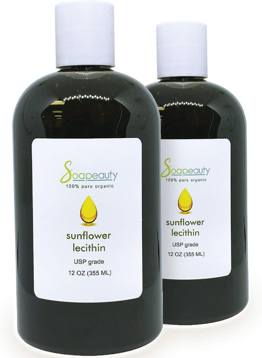 Pure Natural Sunflower Lecithin Oil - Cold Pressed, Unrefined, USP Grade - Skin Moisturizer, Soap Making, Lotion - 24 oz Size