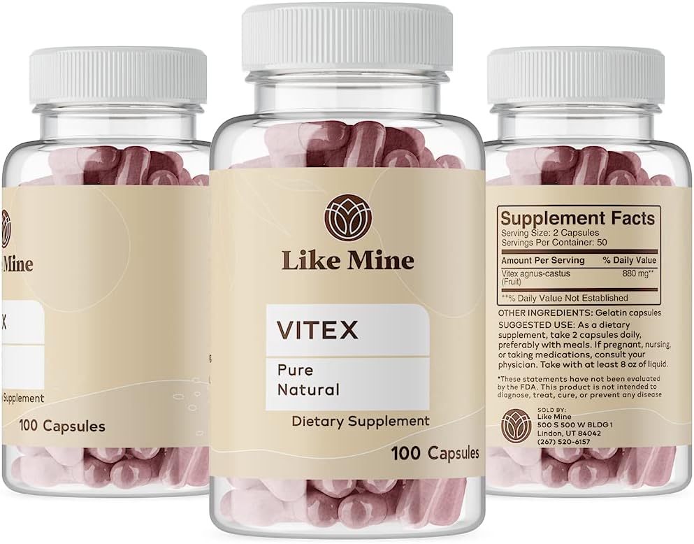Pure & Natural Vitex Capsules - 100 Count, Herbal Supplement without Additives or Fillers