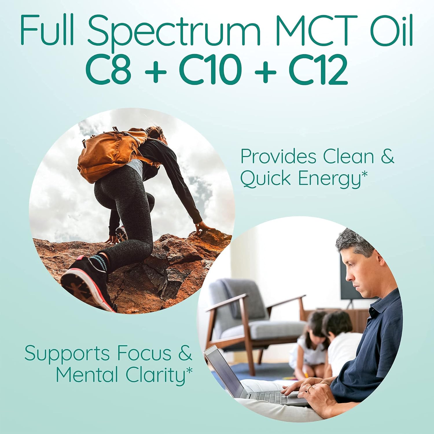 Pure Non-GMO Full Spectrum MCT Oil | Unflavored | Boost Morning Coffee | Clean Energy | 32 fl oz (63 Servings)