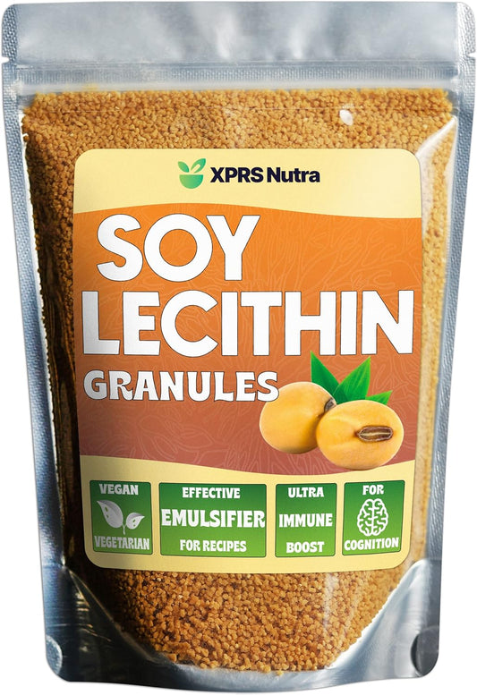 Pure Non-GMO Soy Lecithin Granules - Premium Grade Fat Emulsifier for Baking - 100% Soy Lethicin - 8 oz
