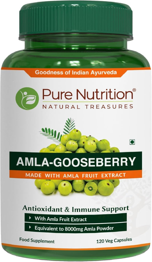 Pure Nutrition Amla Extract 1000mg - Equivalent to 8000mg Amla Fruit Powder - Non GMO - 120 Veg Capsules