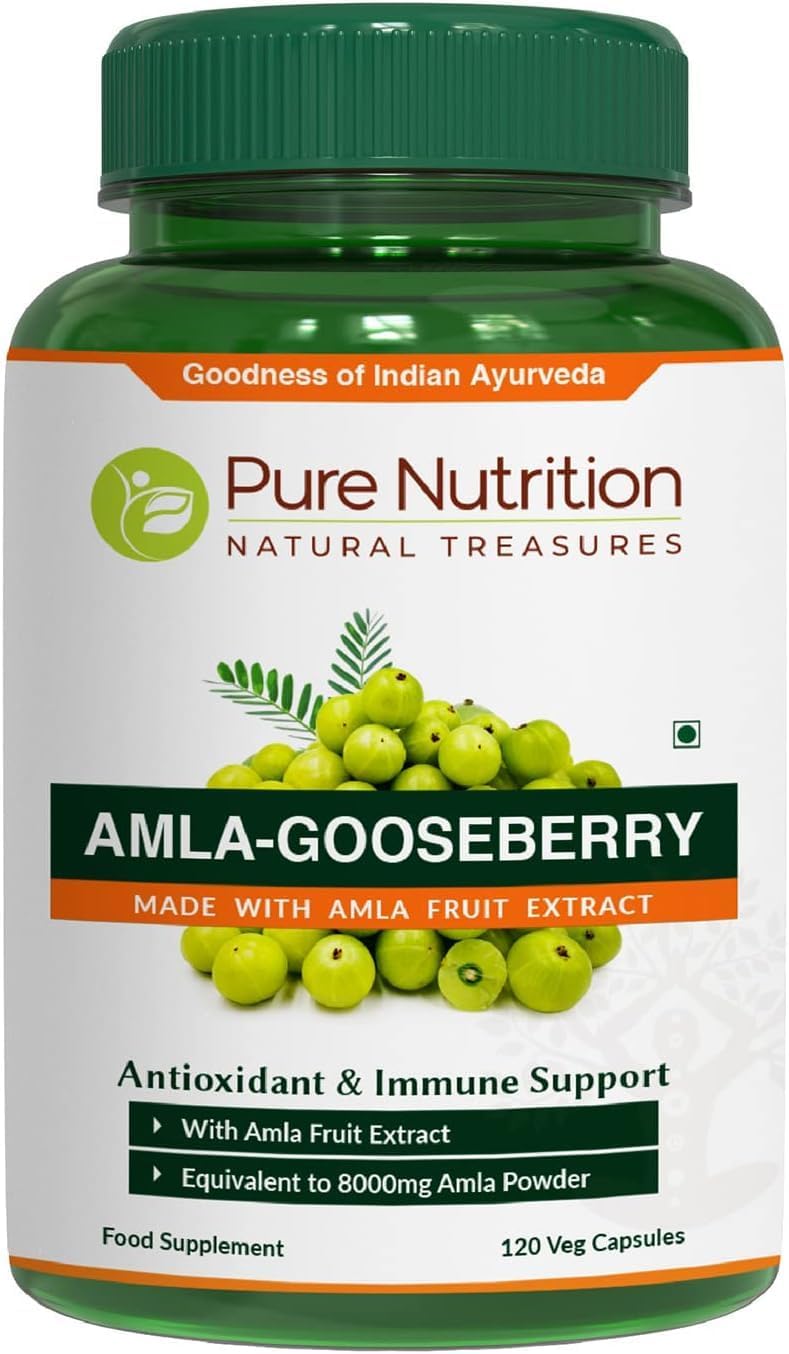 Pure Nutrition Amla Extract 1000mg - Equivalent to 8000mg Amla Fruit Powder - Non GMO - 120 Veg Capsules