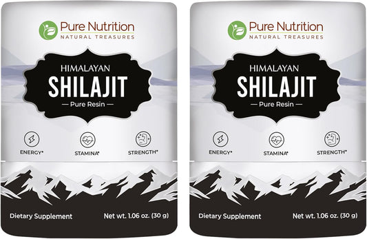 Pure Nutrition Organic Himalayan Shilajit Resin for Energy and Stamina - 85+ Trace Minerals - 75 Servings, 30g (Pack of 2)