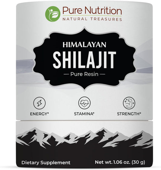 Pure Nutrition Pure Himalayan Shilajit Resin: Natural Energy Supplement with 85+ Minerals for Men & Women | 75 Servings - 30g Pack