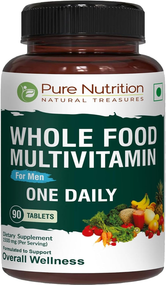 Pure Nutrition Whole Food Multivitamins for Men - 1500mg Plant-Based Multivitamin - Vegan & Non-GMO - 90 Tablets - 3 Month Supply
