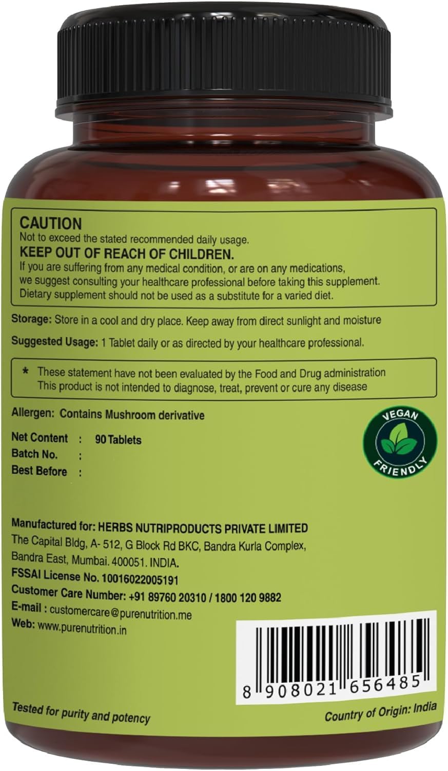 Pure Nutrition Whole Food Multivitamins for Men - 1500mg Plant-Based Multivitamin - Vegan & Non-GMO - 90 Tablets - 3 Month Supply