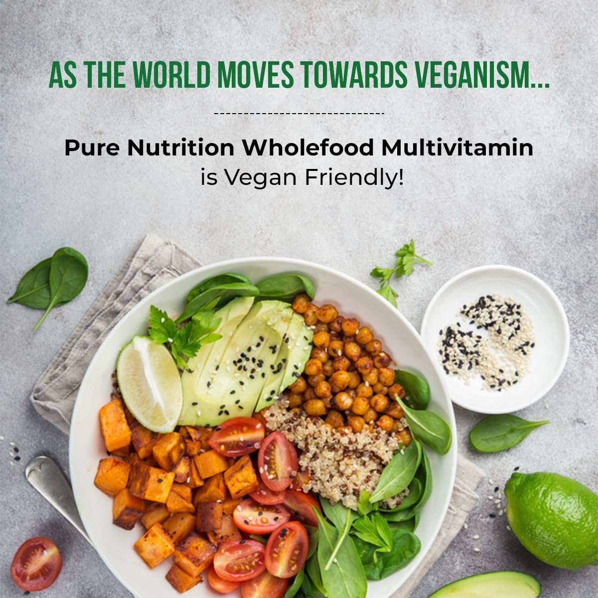 Pure Nutrition Whole Food Multivitamins for Men - 1500mg Plant-Based Multivitamin - Vegan & Non-GMO - 90 Tablets - 3 Month Supply