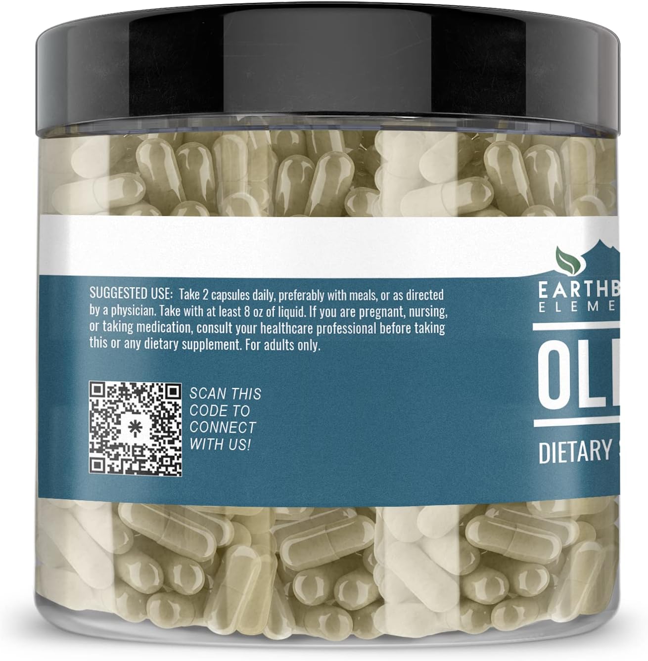 Pure Olive Leaf Extract Capsules - 200 Count, No Additives, Earthborn Ingredients