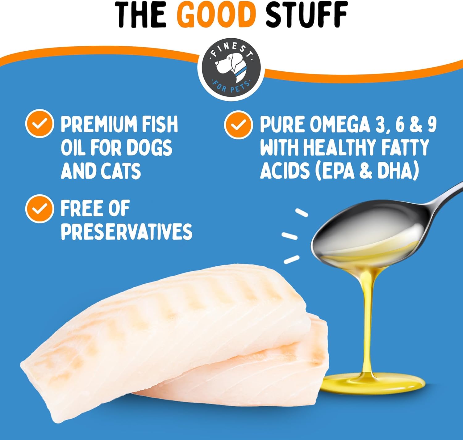 Pure Omega 3 Fish Oil for Dogs & Cats - Omegease Supplement for Skin, Coat, Joints & Immune Health - 8 oz