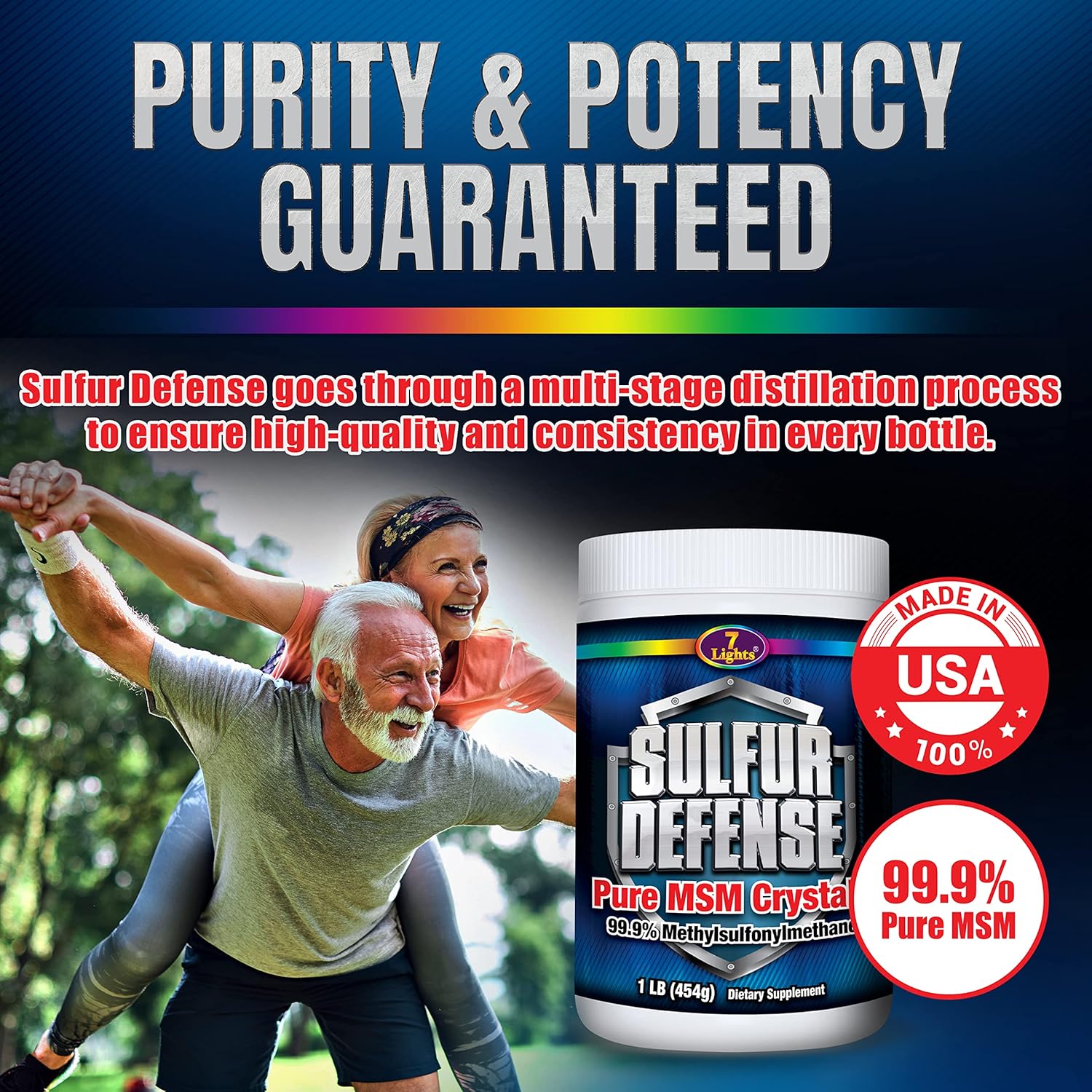 Pure Opti-MSM Powder - 99.9% Sulfur Defense Crystals - Made in USA - Vegan, Non-GMO, Gluten-Free - 16oz