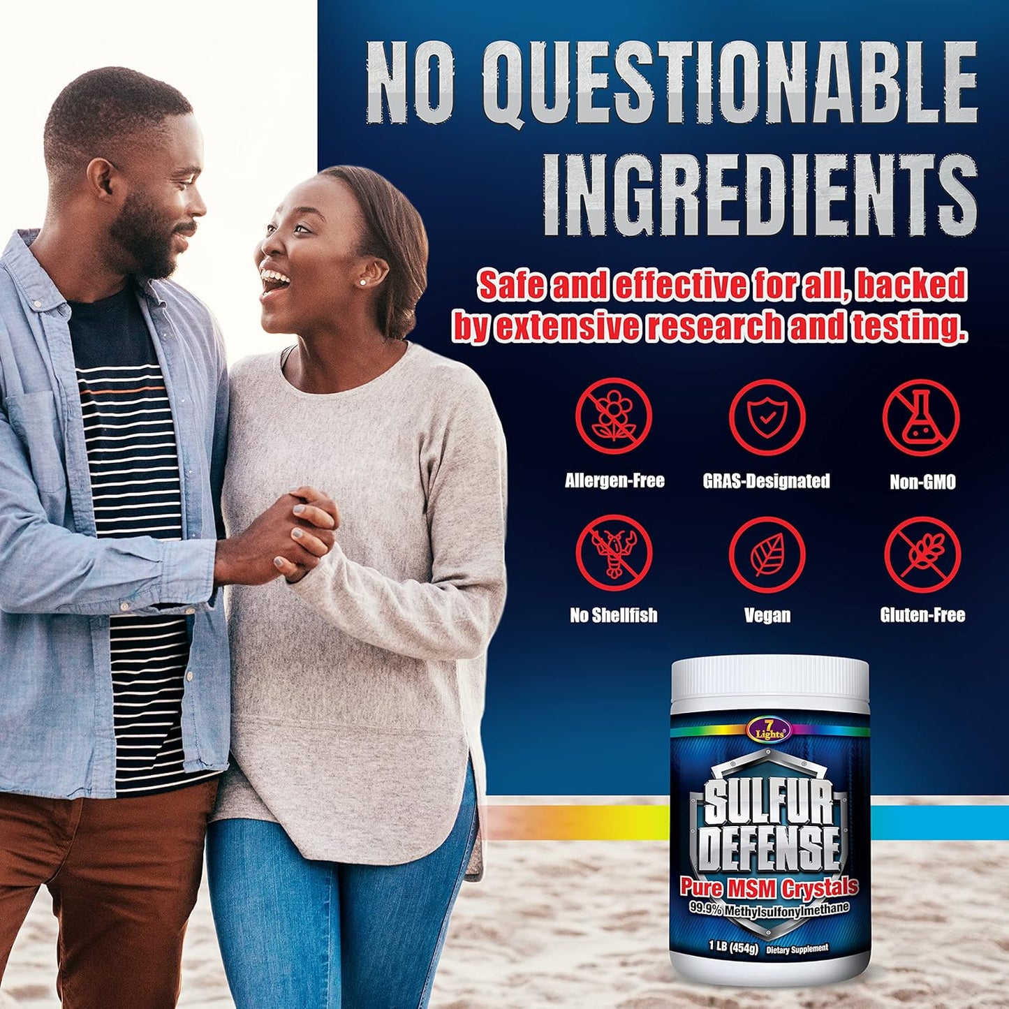Pure Opti-MSM Powder - 99.9% Sulfur Defense Crystals - Made in USA - Vegan, Non-GMO, Gluten-Free - 16oz