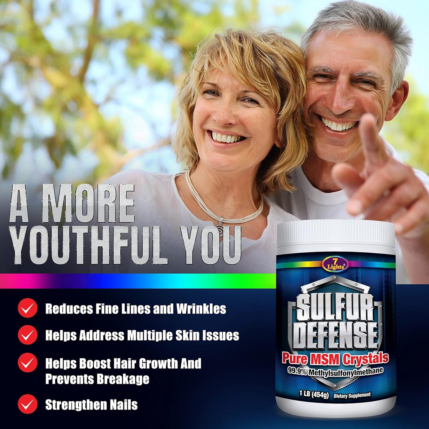Pure Opti-MSM Powder - 99.9% Sulfur Defense Crystals - Made in USA - Vegan, Non-GMO, Gluten-Free - 16oz