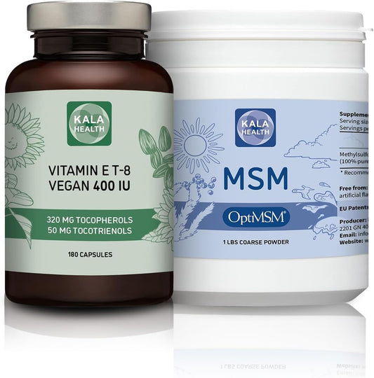 Pure OptiMSM MSM Supplement Powder with Vitamin E - Vegan, 400 IU, All 8 Tocopherols + Tocotrienols