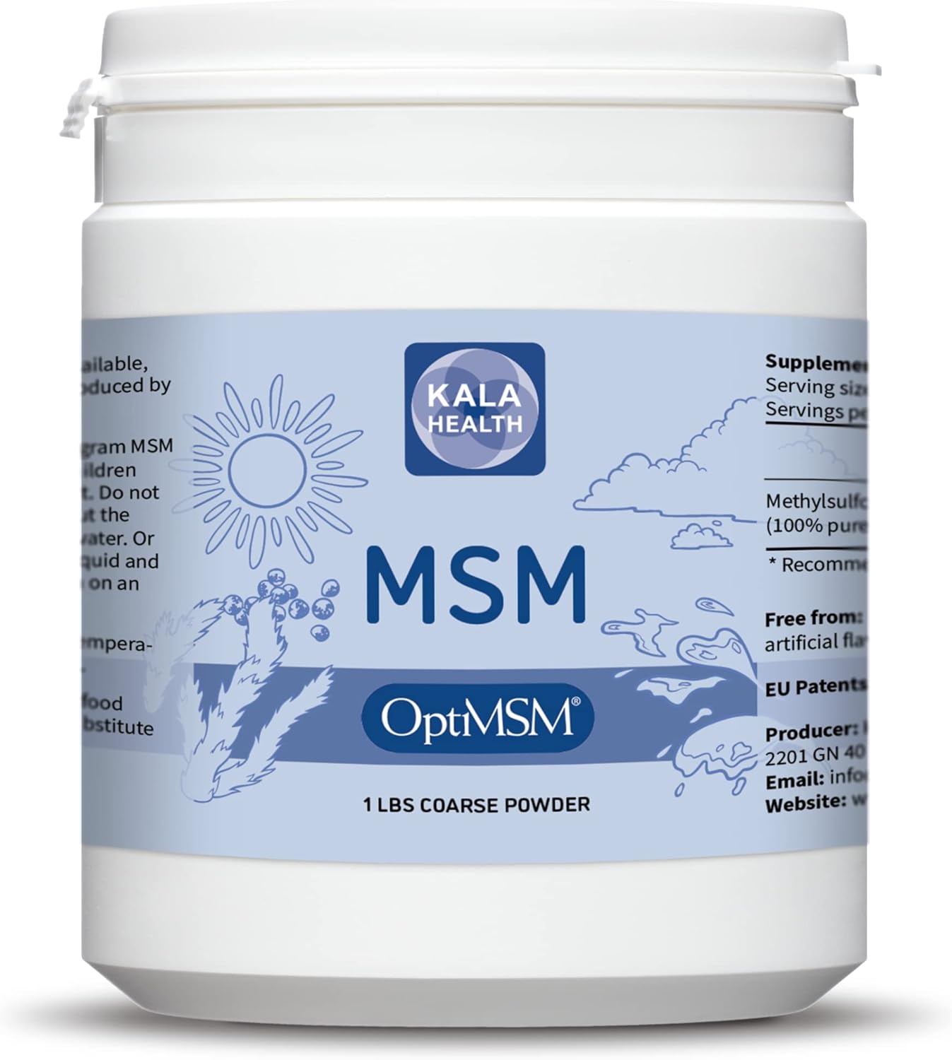 Pure OptiMSM MSM Supplement Powder with Vitamin E - Vegan, 400 IU, All 8 Tocopherols + Tocotrienols