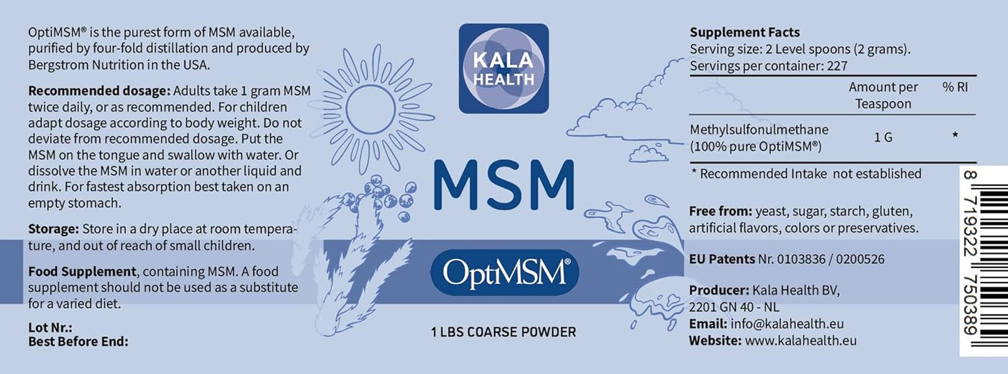 Pure OptiMSM MSM Supplement Powder with Vitamin E - Vegan, 400 IU, All 8 Tocopherols + Tocotrienols