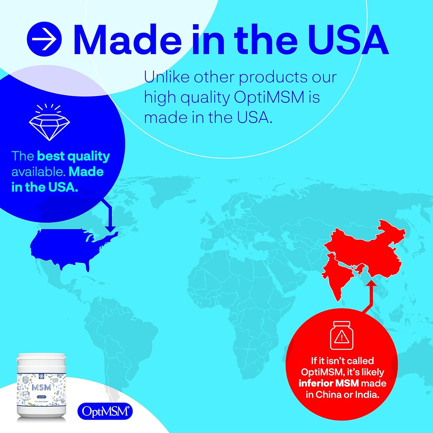 Pure OptiMSM MSM Supplement Powder with Vitamin E - Vegan, 400 IU, All 8 Tocopherols + Tocotrienols