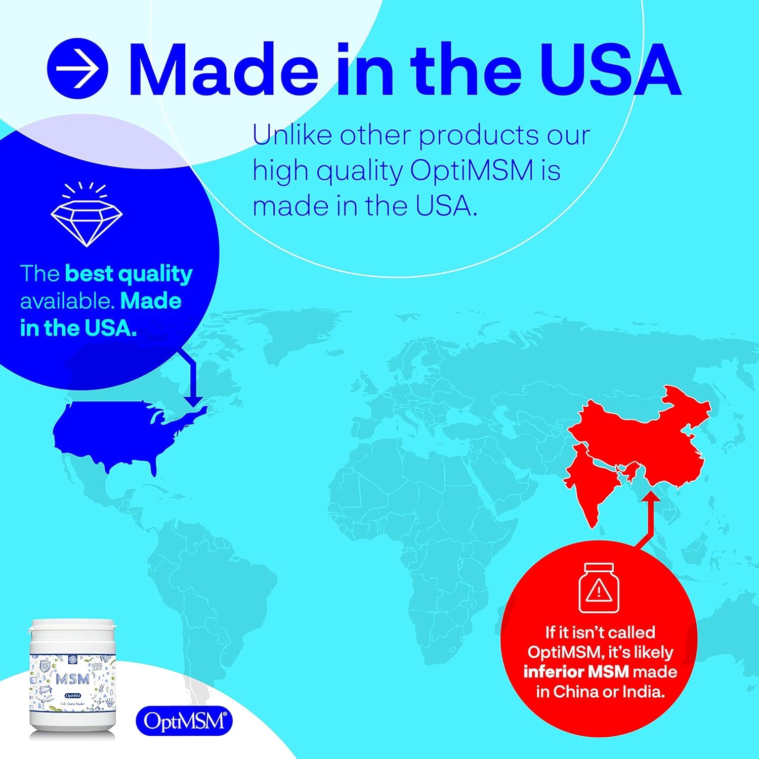 Pure OptiMSM MSM Supplement Powder with Vitamin E - Vegan, 400 IU, All 8 Tocopherols + Tocotrienols