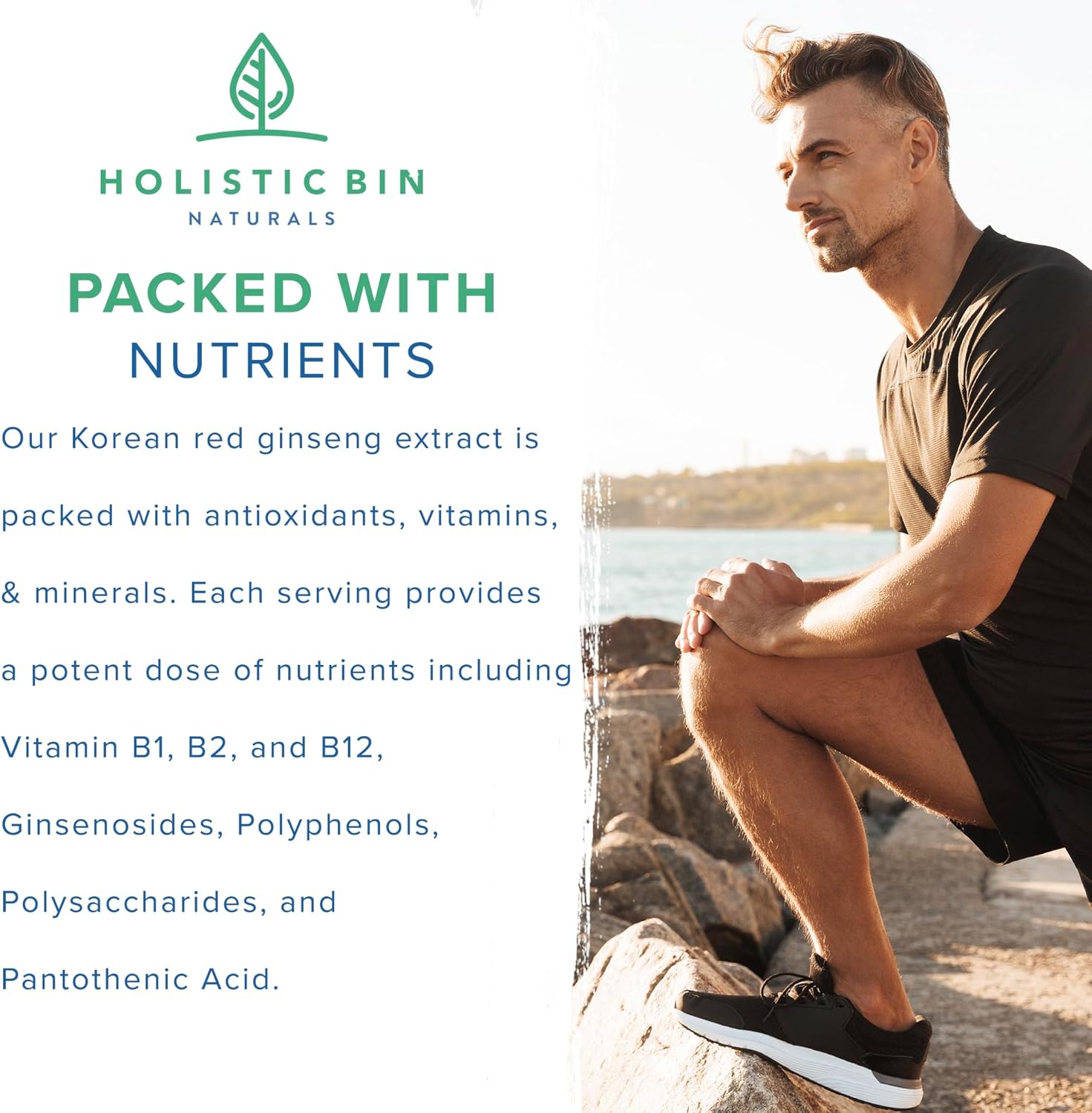 Pure Panax Ginseng Capsules | Korean Red Ginseng Supplement | Vegan, Gluten Free, Non GMO | 40 Capsules with Ginsenosides